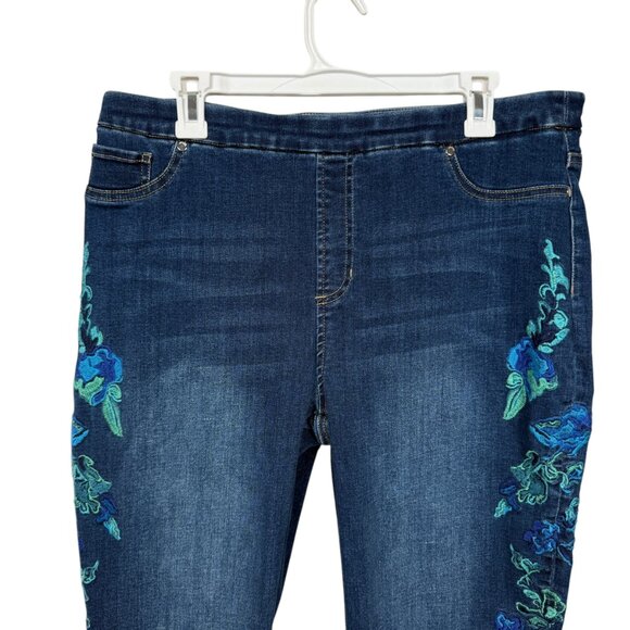 Chico's Blue Floral Embroidered Cropped Jeans - Picture 5 of 6